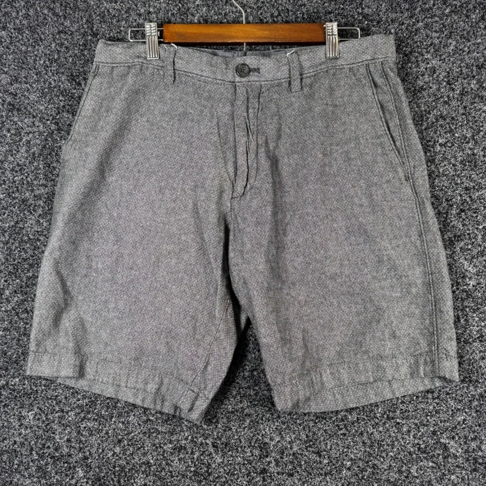 Banana Republic‎ Aiden Slim Fit Shorts Mens 33 Grey Micro Dot Cotton Flat Front